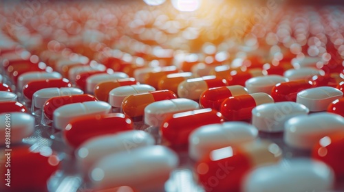 Many Pills Close Up on Table