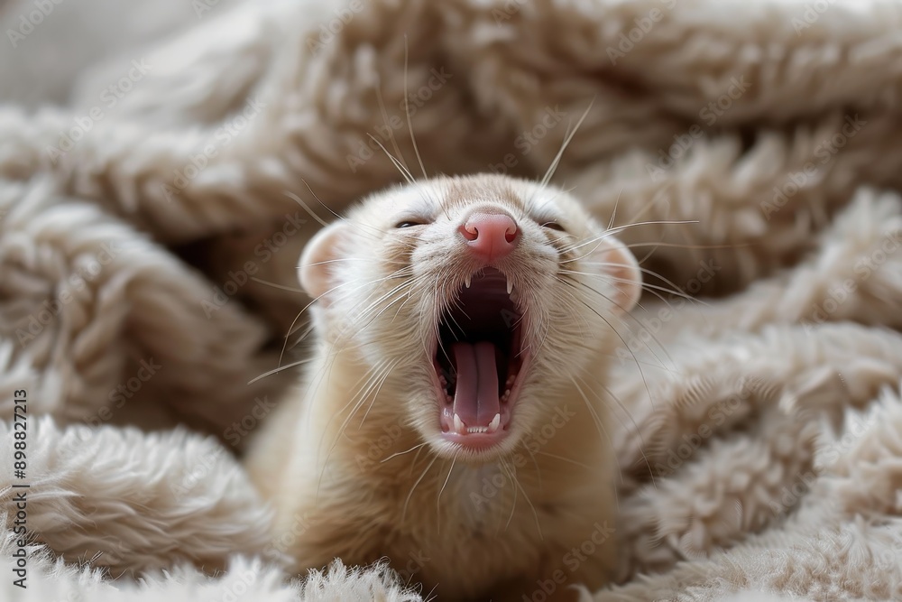 3 month old ferret yawns champagne colored 3 month old ferret yawns champagne colored