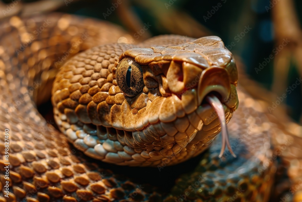Brown snake hissing with tongue out Brown snake hissing with tongue out