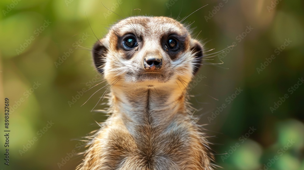 Meerkat standing alert in natural habitat at sunrise Meerkat standing alert in natural habitat at sunrise