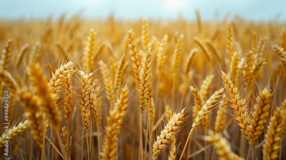 Wheat field in autumn ready for harvesting overcast sky Wheat field in autumn ready for harvesting overcast sky