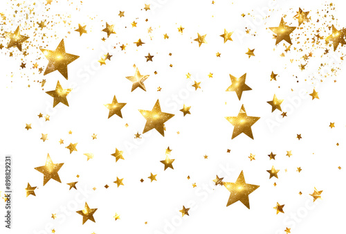 Sparkling golden stars swirl over dark Christmas background for a festive touch, isolated on transparent background PNG