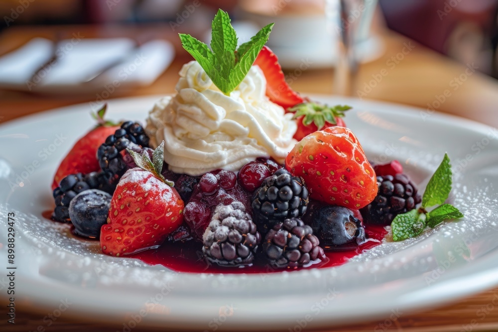 Diabetic-Friendly Dessert with Berries and Whipped Cream for Healthy Home Dining Diabetic-Friendly Dessert with Berries and Whipped Cream for Healthy Home Dining