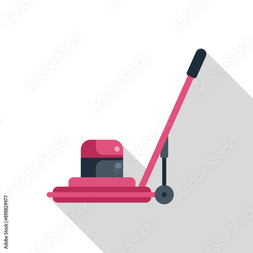 Floor polisher machine for cleaning and polishing floor icon in flat style with long shadow on a white background