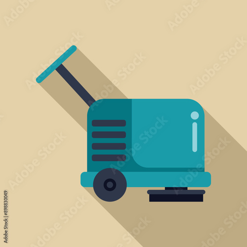 Floor polisher machine standing on floor, cleaning service concept
