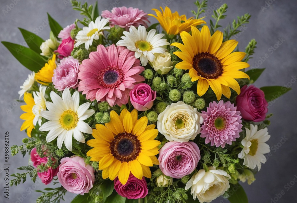 A vibrant bouquet of mixed flowers. A vibrant bouquet of mixed flowers.