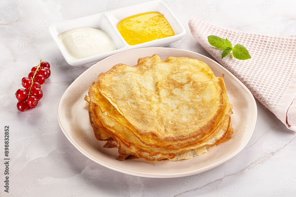 Sweet homemade thick baked pancakes Sweet homemade thick baked pancakes