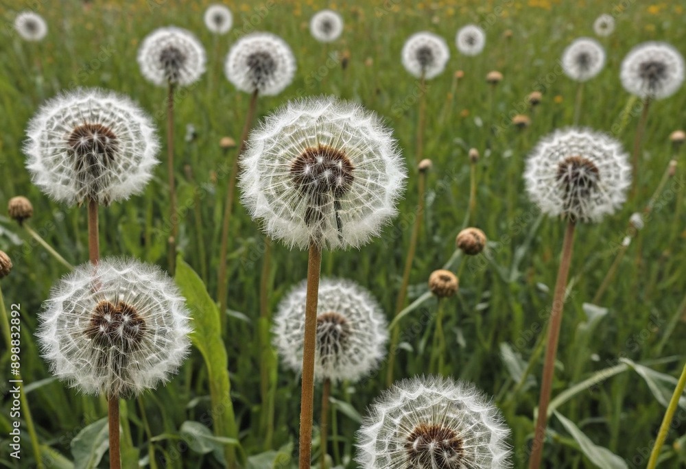 A field of dandelions gone to seed. A field of dandelions gone to seed.