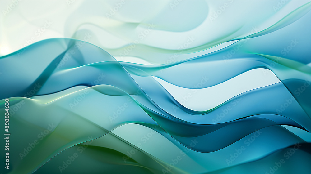 Obraz premium Flowing Abstract Curves with Soft Blue and Green Tones