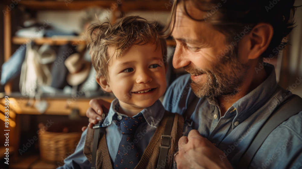 Portrait of a happy father and little son in a cozy living room. A young man with a happy boy in his arms spends time together. Family concept. Lifestyle. Portrait of a happy father and little son in a cozy living room. A young man with a happy boy in his arms spends time together. Family concept. Lifestyle.