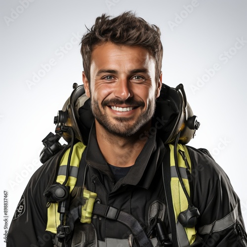 Smiling Man in Black and Yellow Jacket