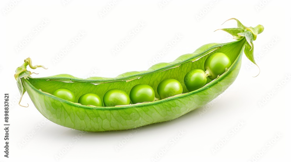Fresh green pea pod with beans isolated on white background Fresh green pea pod with beans isolated on white background