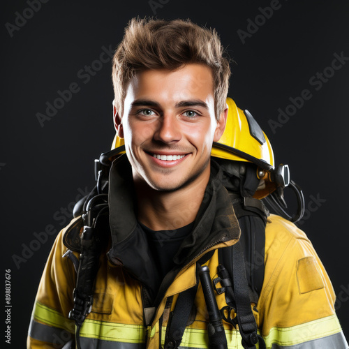 Smiling Man in Black and Yellow Jacket