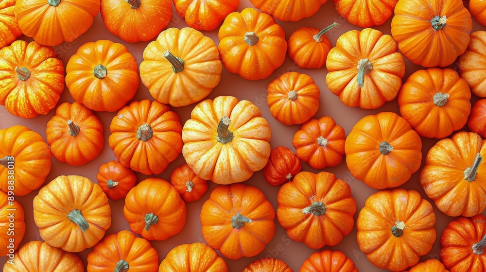 Group of Small Pumpkins on Table Group of Small Pumpkins on Table
