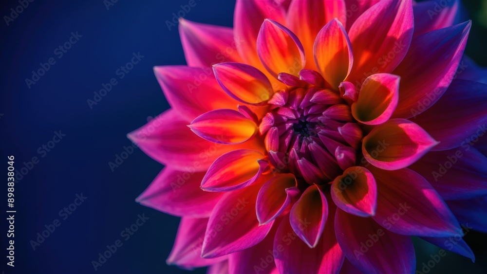 A close up of a large pink flower with yellow and orange petals, AI A close up of a large pink flower with yellow and orange petals, AI