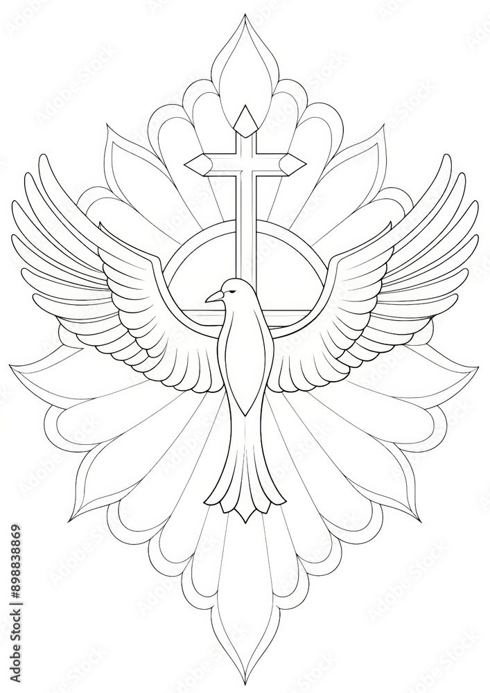 Obraz premium Christian Coloring Page Featuring Dove as Holy Spirit Symbol