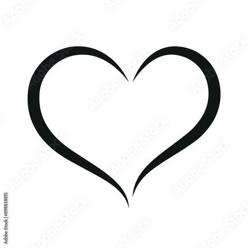 Stylish Heart love hand-drawn vector illustration clipart icon, couple wedding anniversary heart line art, heart black and white cut out