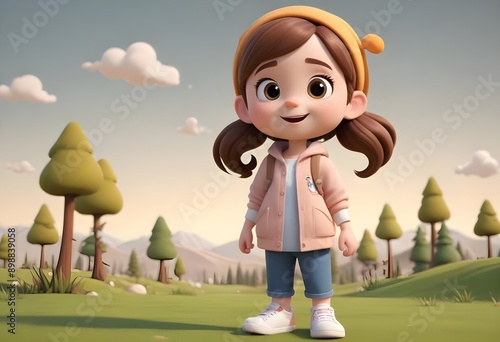 beautiful cute little girls 3d animated style beautiful adorable cartoon style 3d realistic cartoons 3d render 3d illustration photo