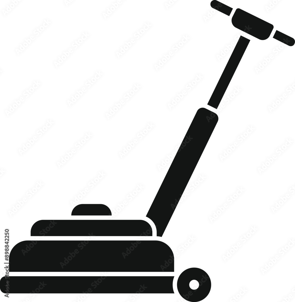 Fototapeta premium Black silhouette of a floor cleaning machine with adjustable handle, ideal for professional cleaning services