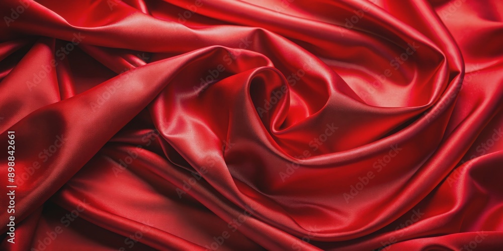 Obraz premium Luxurious red silk fabric with a smooth and shiny texture, red, silk, fabric, luxurious, smooth, shiny, elegant, expensive
