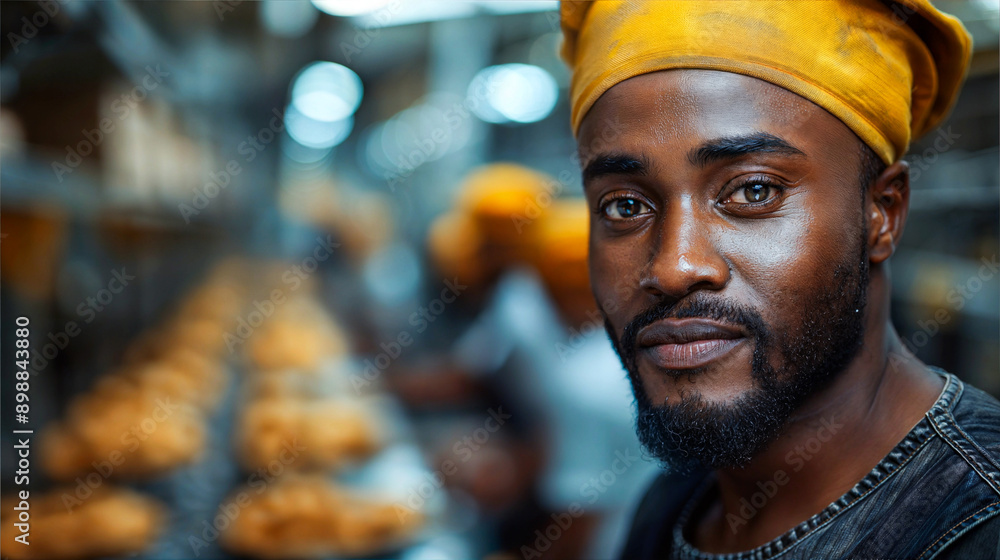 A portrait of a man in a bakery A portrait of a man in a bakery