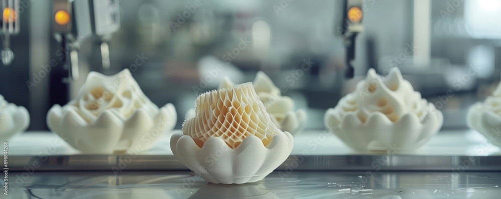 Innovative 3D Printed Culinary Creations in a Modern Kitchen Setting Innovative 3D Printed Culinary Creations in a Modern Kitchen Setting