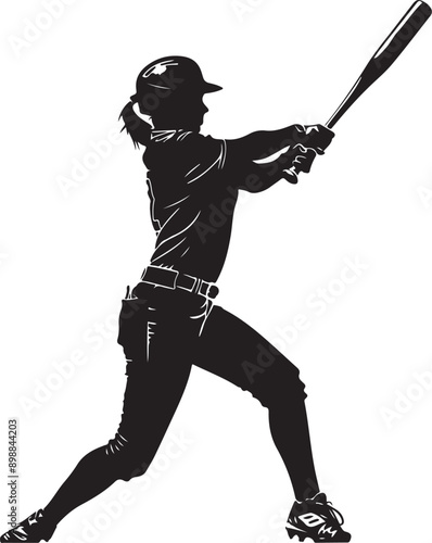 woman girl baseball batter silhouette
