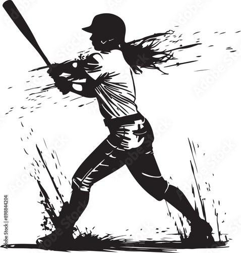 woman girl baseball batter silhouette