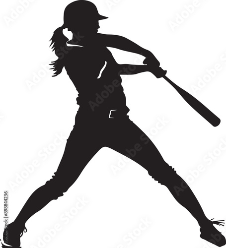 woman girl baseball batter silhouette