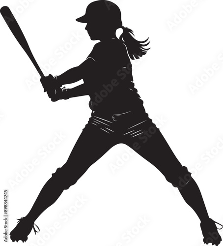 woman girl baseball batter silhouette