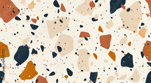 White Background With Orange, Blue, and Brown Shapes