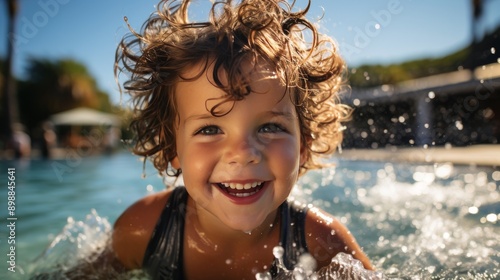 Little Girl Swimming in the Ocean