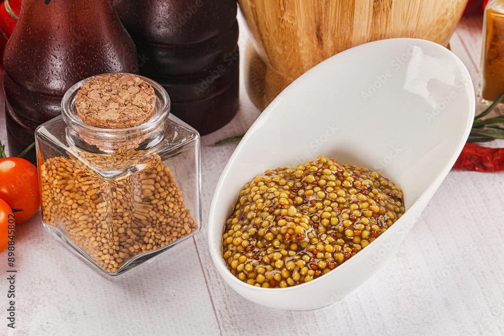 Spicy mustard sauce with seeds Spicy mustard sauce with seeds
