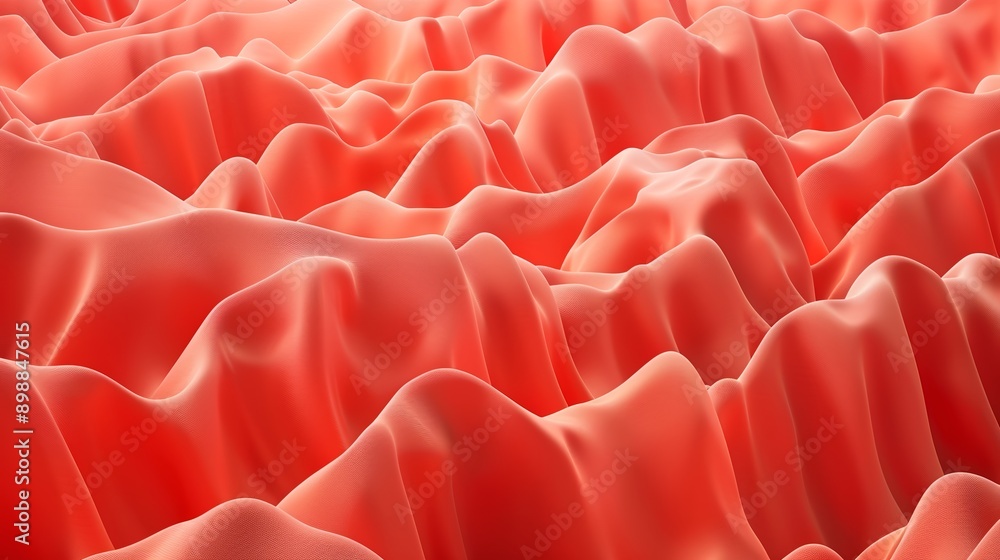 Obraz premium Soft smooth waves of red silk satin fabric, ideal for backgrounds and creative projects