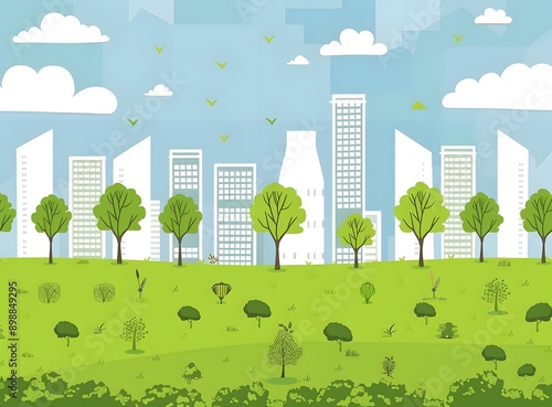 Green City Landscape Illustration