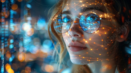 Woman Wearing Glasses With City Background
