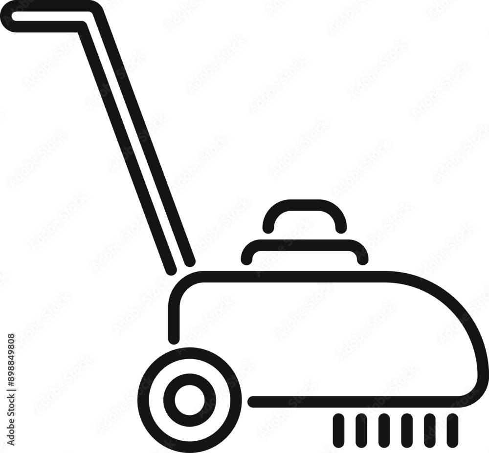 Simple line icon of a lawn mower, symbolizing gardening, lawn care, and outdoor chores Simple line icon of a lawn mower, symbolizing gardening, lawn care, and outdoor chores