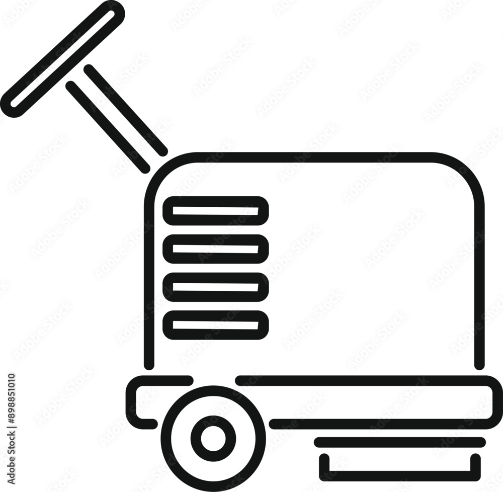 Line drawing of a portable generator providing electricity during a power outage Line drawing of a portable generator providing electricity during a power outage