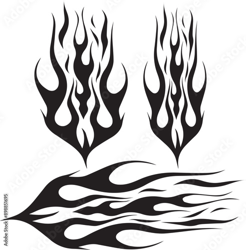 Flames Stencil Outline Silhouette Ghost Flame Fire Tattoo Car Motorcycle Cricut Flames file decal design