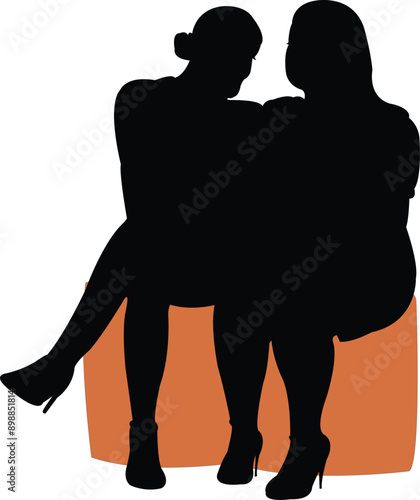 two girls making chat, vector