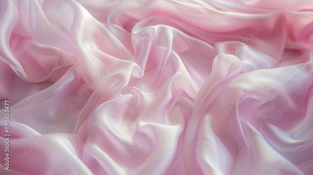 Obraz premium A pink fabric with a soft texture. The fabric is very smooth and has a delicate appearance. The color of the fabric is a light pink, which gives it a feminine and elegant look