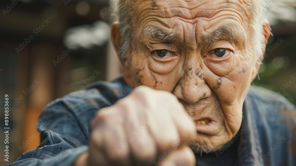 怒りを露わにする老人 怒りを露わにする老人