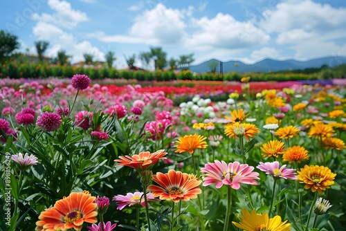 Colorful Flower Garden in Summer