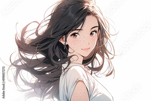 清楚な女性イラスト,Generative AI AI画像