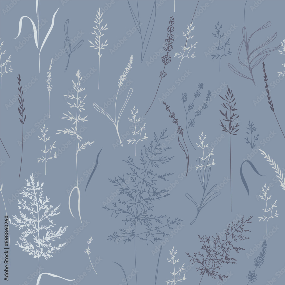 Cute rustic seamless. pattern with simple plants Cute rustic seamless. pattern with simple plants