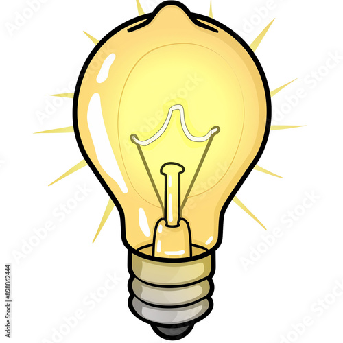 A cartoon-style illustration of a glowing light bulb.