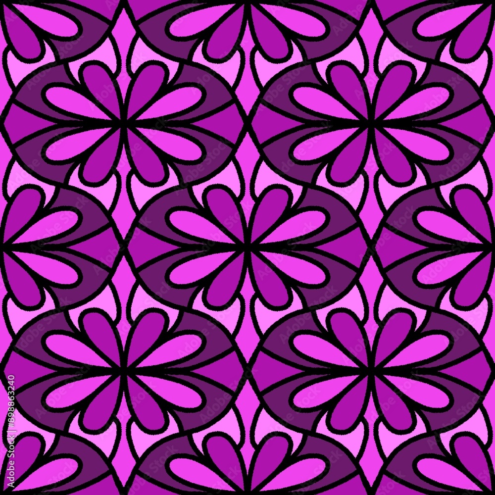 Fototapeta premium Abstract geometric floral seamless flower pattern for fabrics and linens
