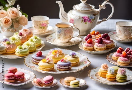 Wallpaper Mural elegant display delicate tea pastries artfully arranged fine china plate luxurious afternoon tea experience, pastry, dessert, sweets, delicacy, gourmet Torontodigital.ca