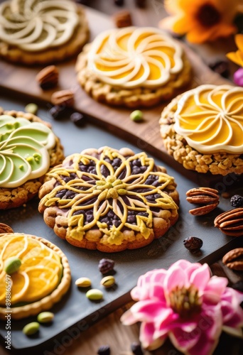 Wallpaper Mural elegant cookie display featuring assortment flavors decorative elements stunning visual presentation, cookies, treat, treats, dessert, desserts Torontodigital.ca