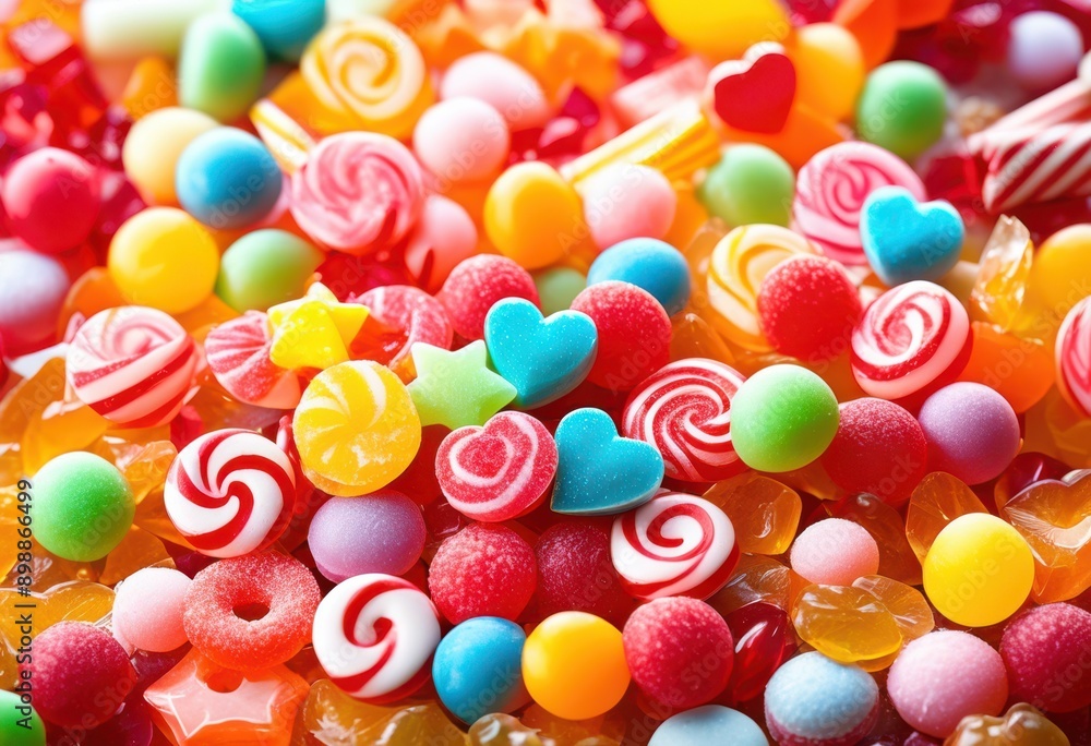Fototapeta premium colorful whimsical arrangement assorted candies playful display vibrant colors creative shapes, candy, sweets, treats, confectionery, design, fun, desserts